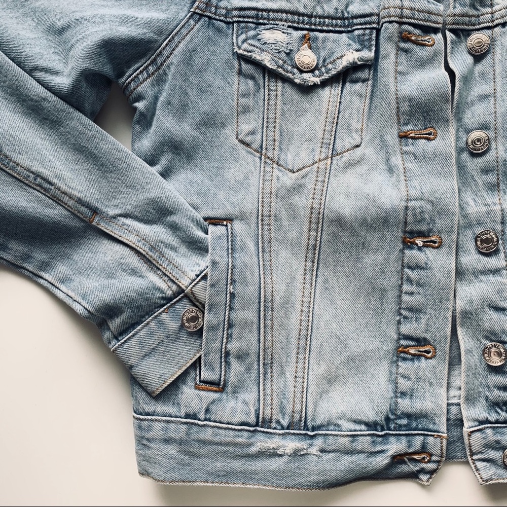 Forever21 Light Blue Distressed Jean Jacket